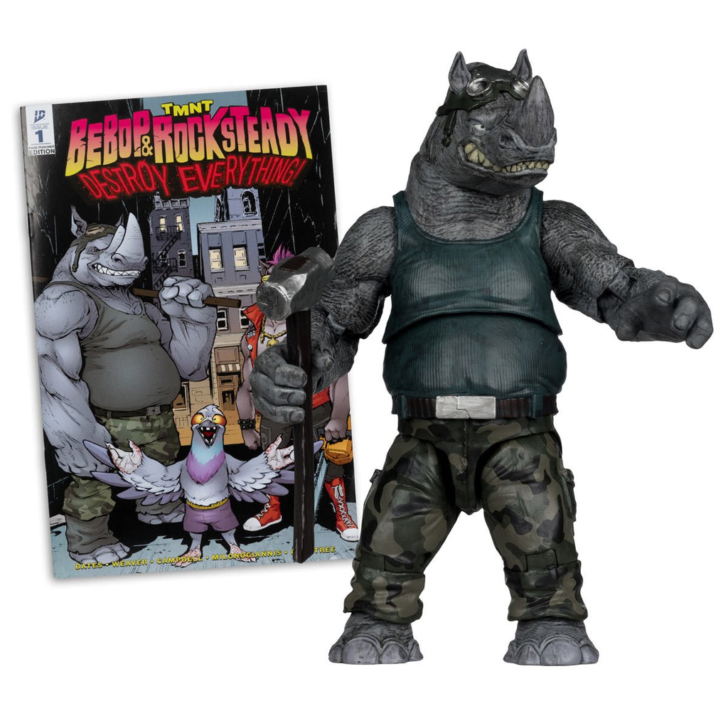 McFarlane Teenage Mutant Ninja Turtles Page Punchers Wave 2 Rocksteady 5-Inch Scale Action Figure with Comic
