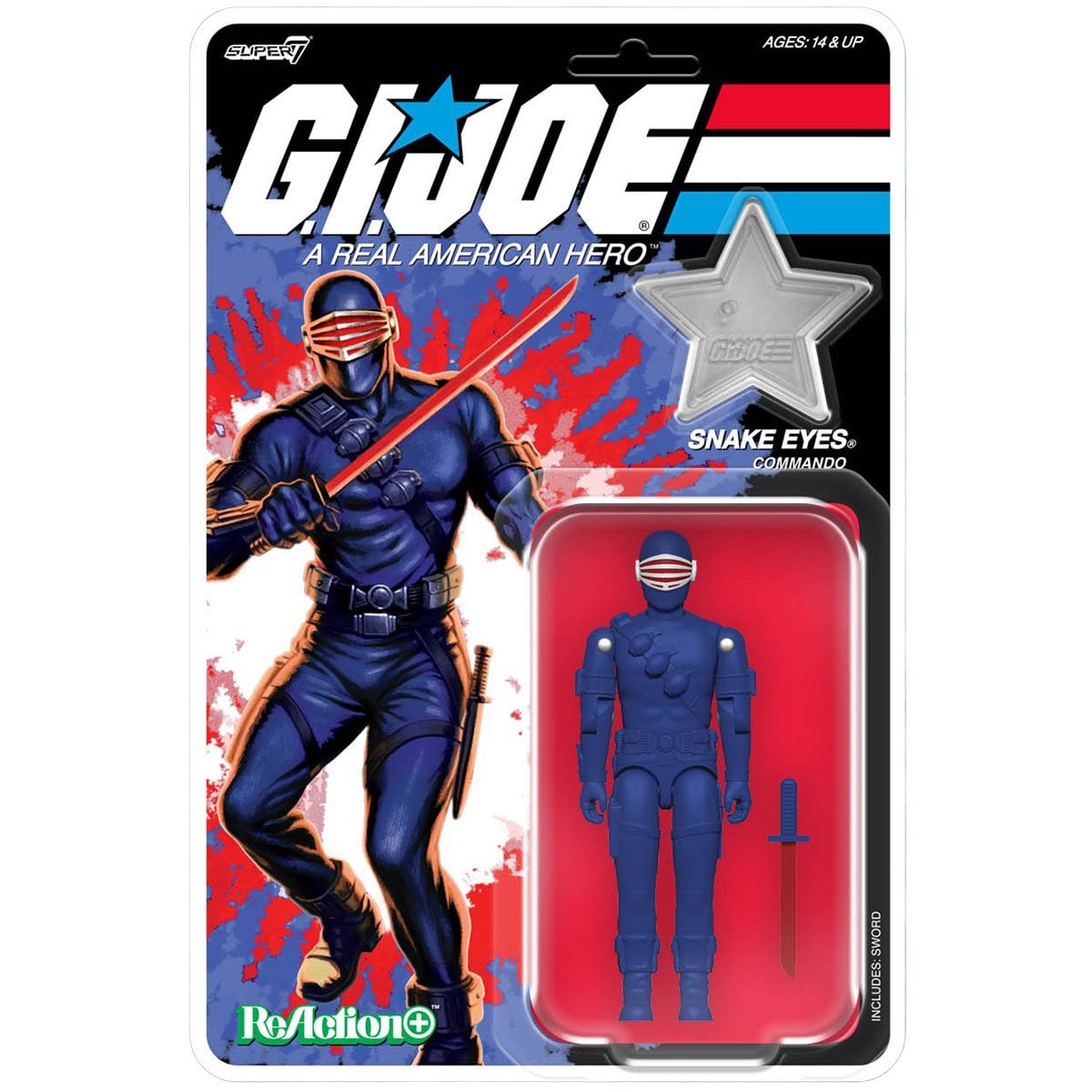 Super7 G.I. Joe Snake Eyes (America's 250th Anniversary) 3 3/4-Inch ReAction+ Figure