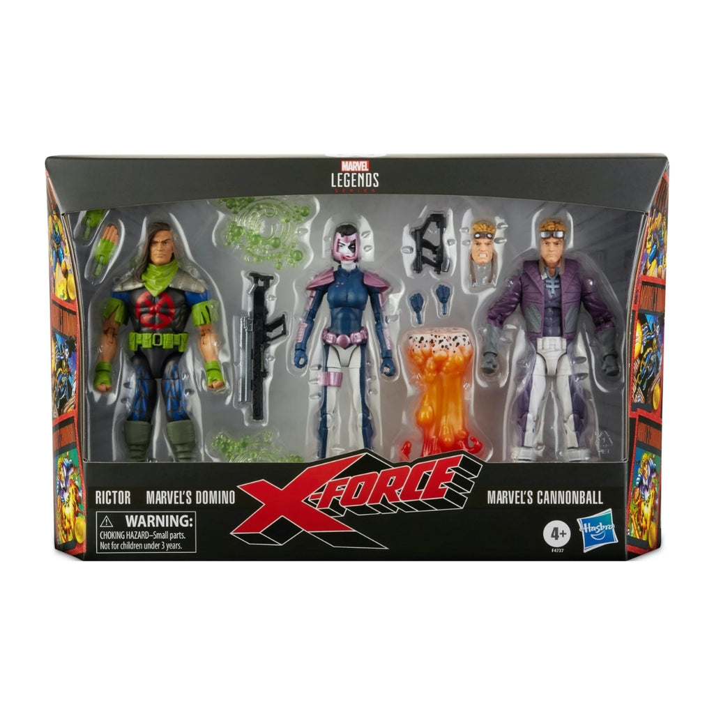 Marvel Legends Series X-Force Domino, Rictor, and Cannonball 3-Pack Action Figures